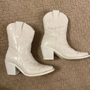 White Western Cowboy Booties